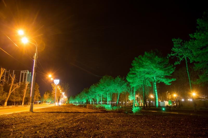 В Анапе декоративно подсветили Пионерский проспект