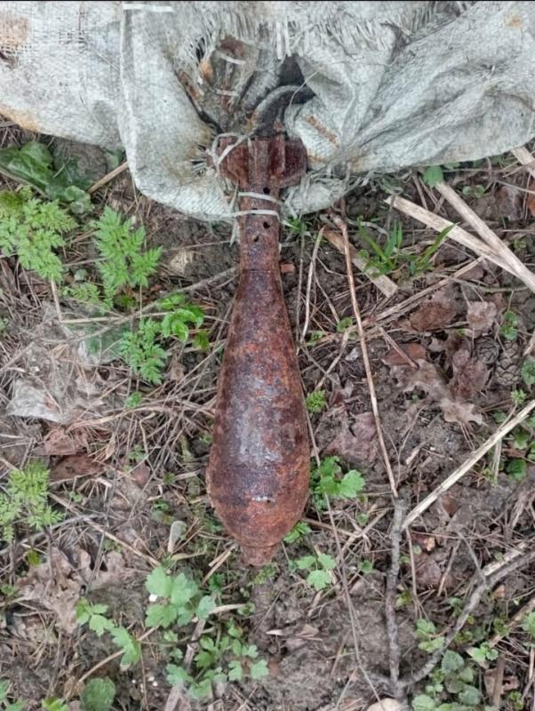 Минометный снаряд времен Великой Отечественной войны обнаружили возле деревни Люберец